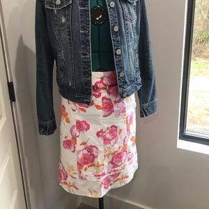 Tailor B. Moss A-Line White and Pink Floral Skirt